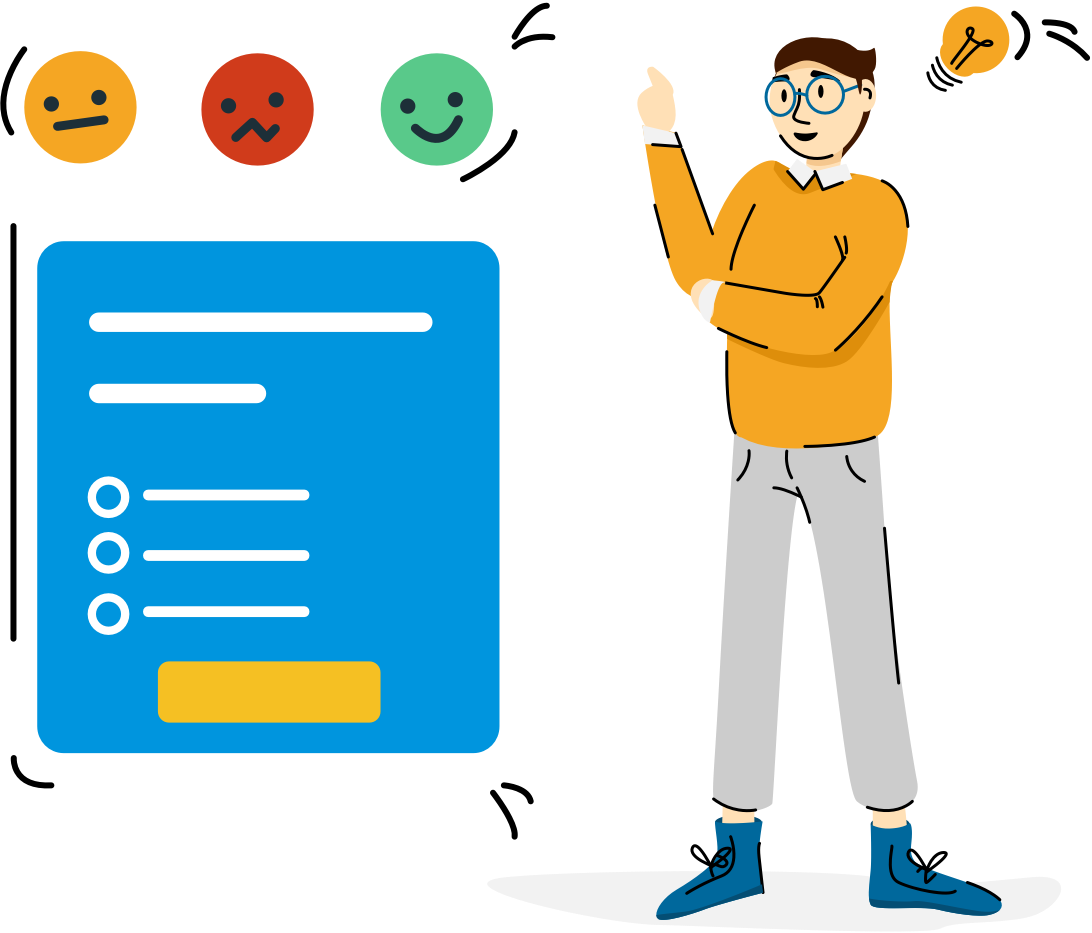 Illustration of a person thinking about a survey question.