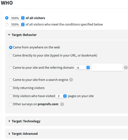 Advance targeting feature in qualaroo