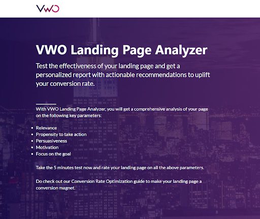 Landing Page Analyzer From VWO