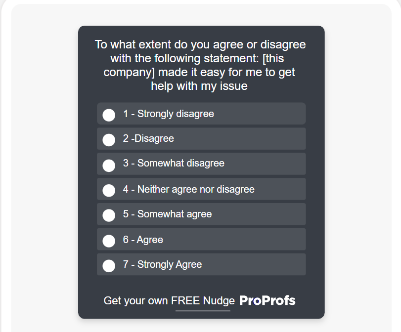 CES in-app survey template