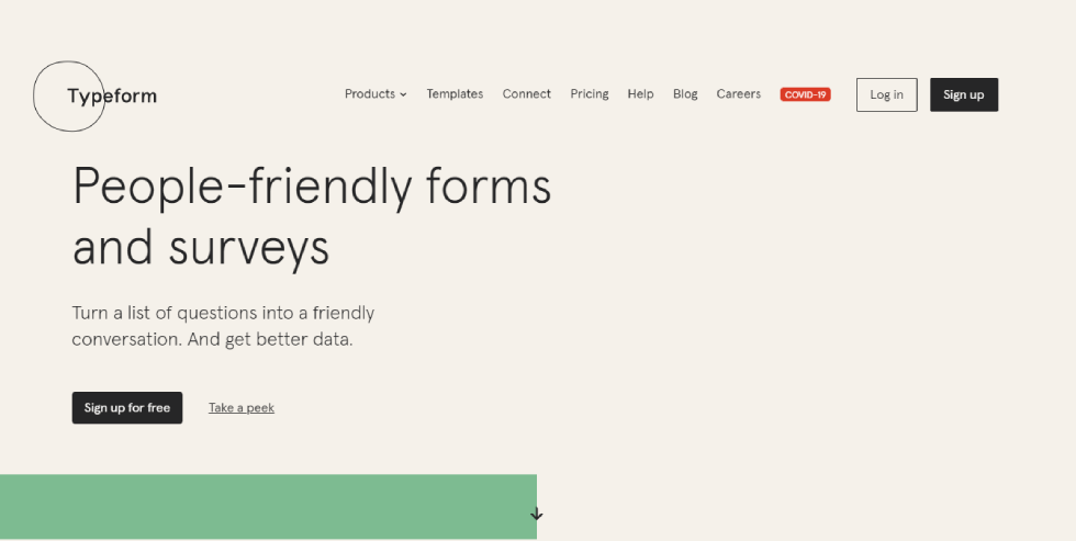 Typeform Homepage