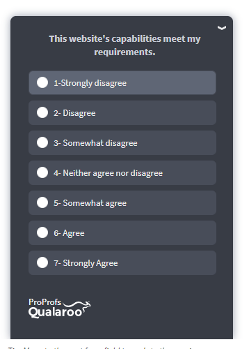 Usability Metric for User Experience Survey question 1Usability Metric for User Experience Survey question 1