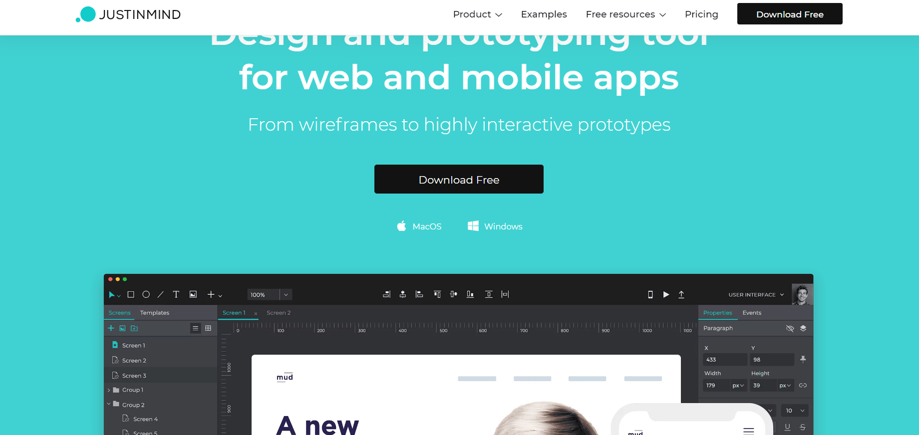 Free prototyping tool for web & mobile apps - Justinmind