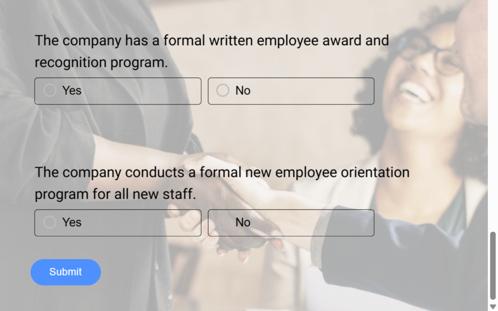 Recognition survey template
