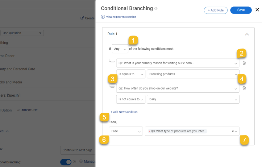 If-then conditional skip logic