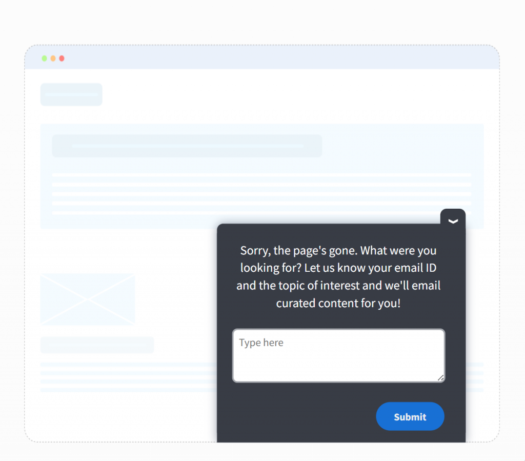 404 page microsurvey to grow email list