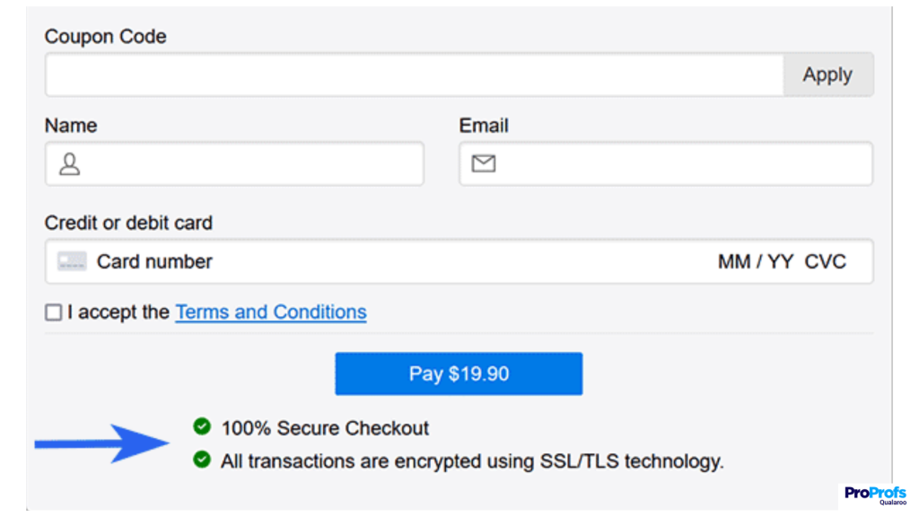 security badges near the payment fields to reduce cart abandonment