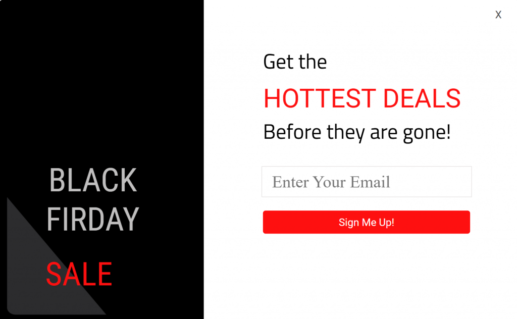 urgency email list popups