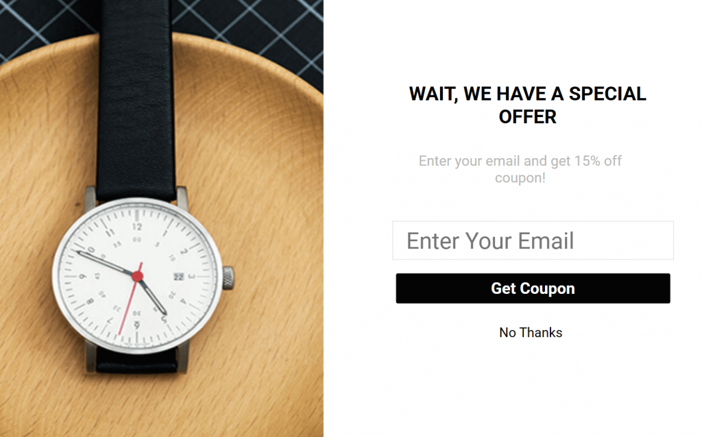 exit intent popup to capture email leads