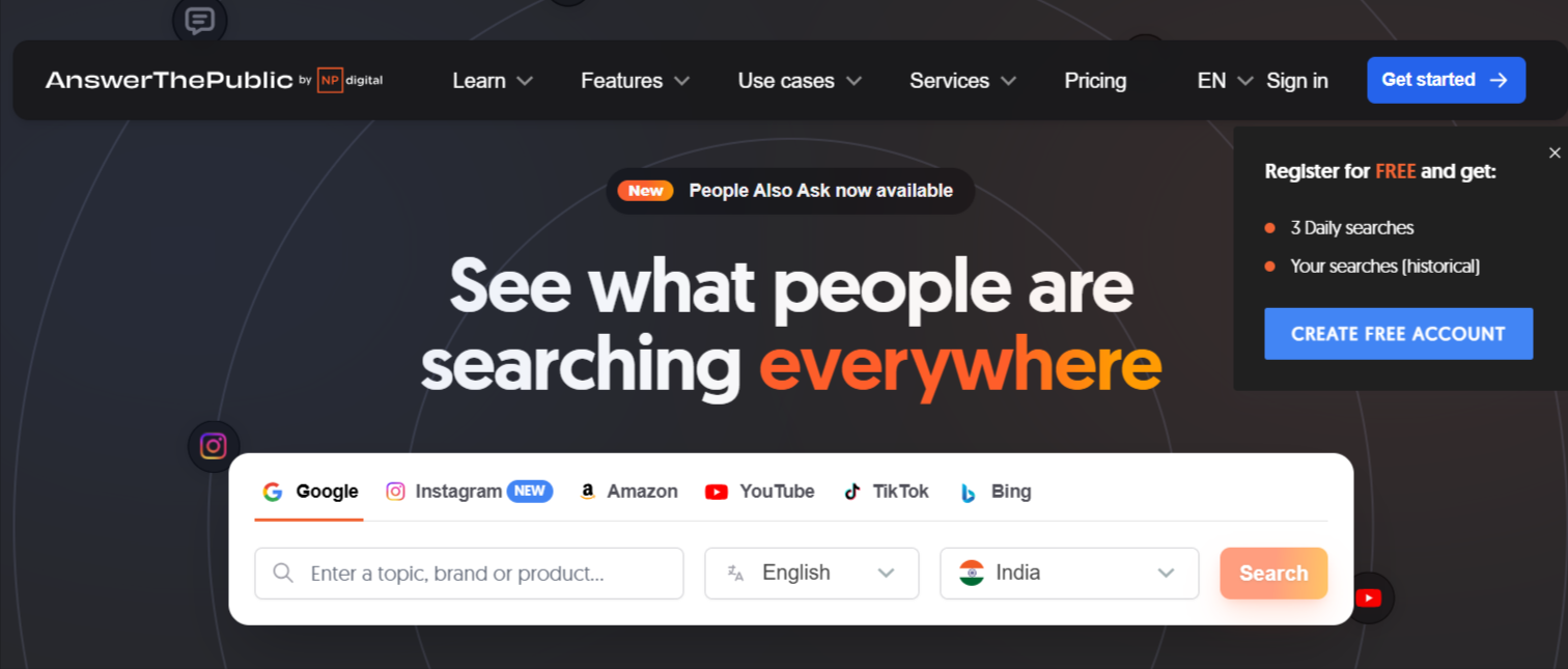 Answer the Public Dashboard