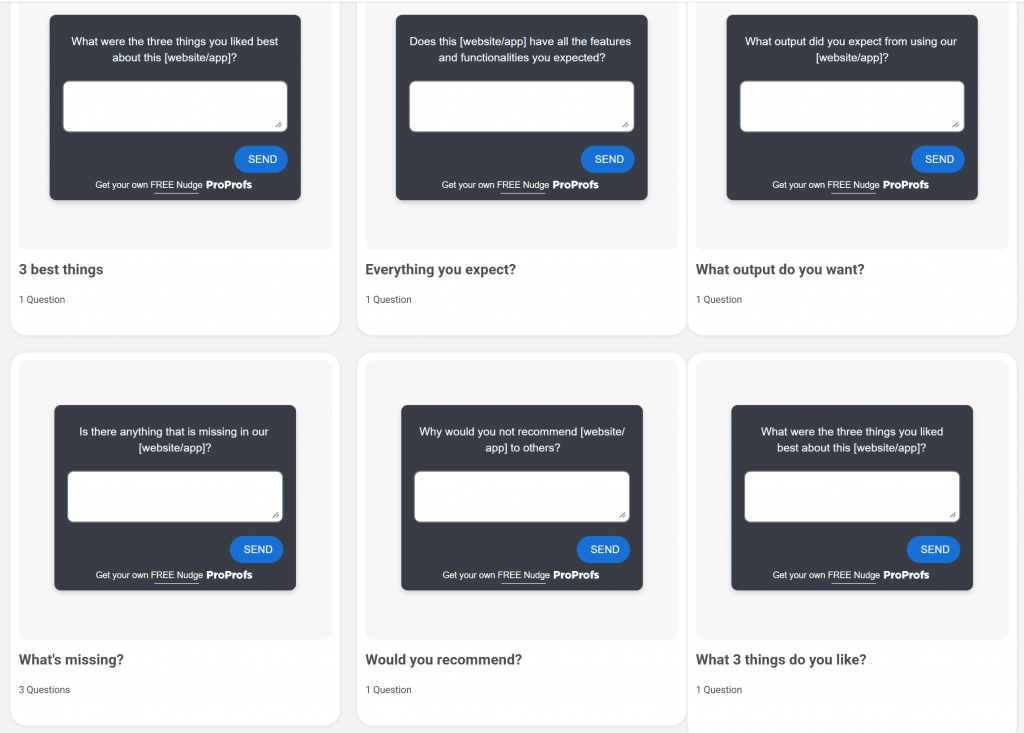 feature/functionality feedback survey templates