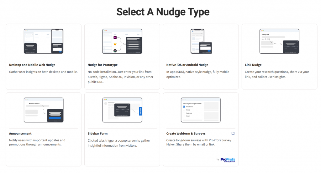Selecting where you want your nudge to be for ux survey