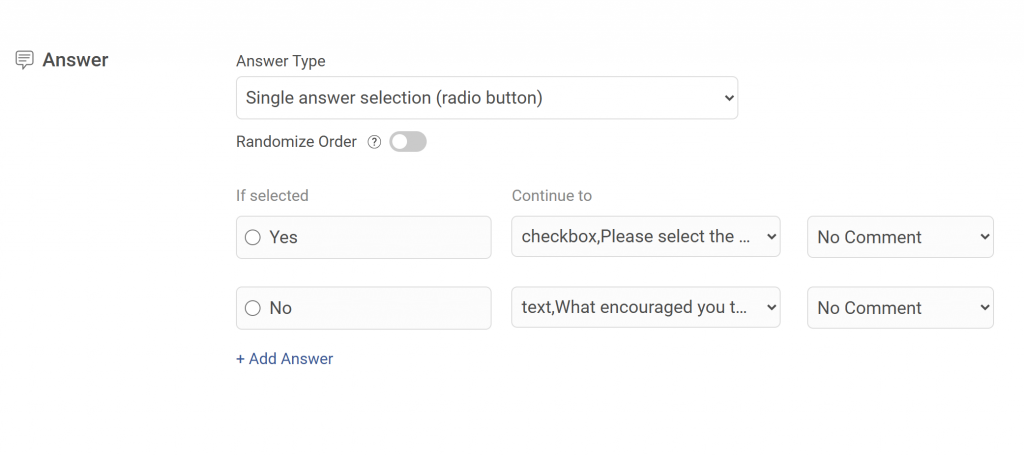 answer types in Qualaroo dashboard
