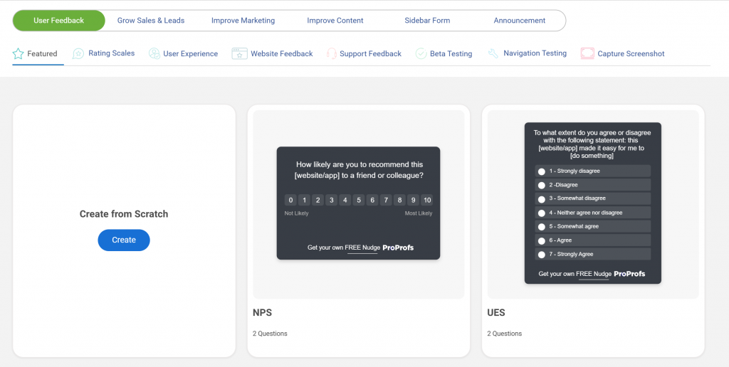 user feedback templates