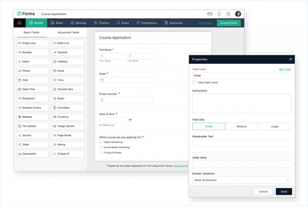 Zoho Forms: Best for Teams Already in the Zoho Ecosystem