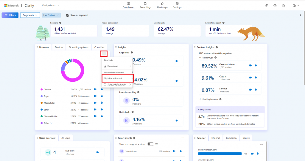 clarity website feedback tool