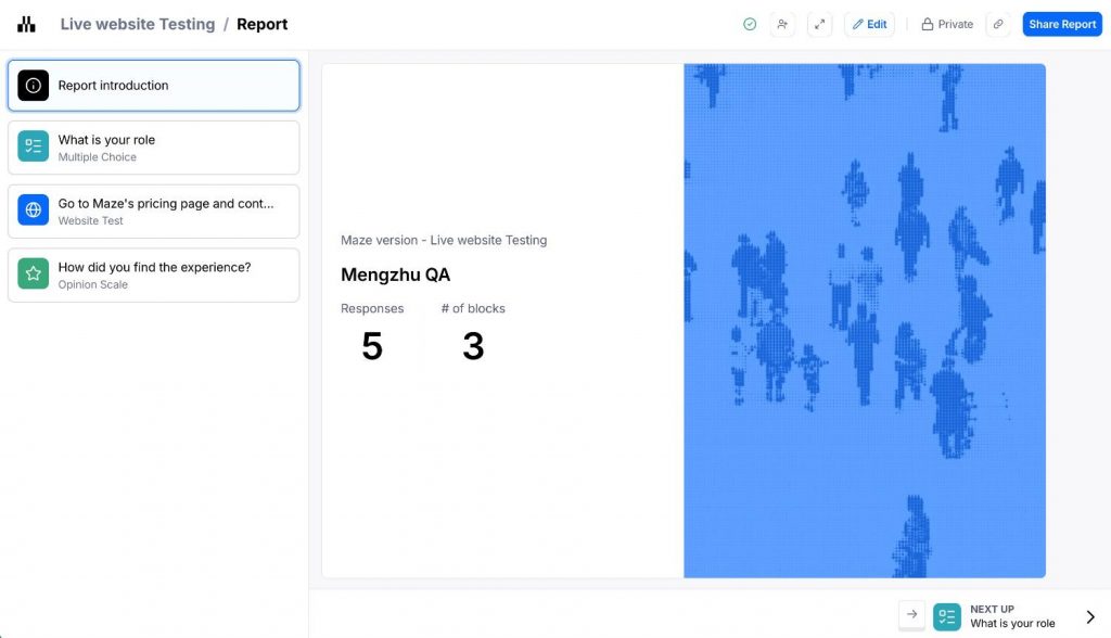 Maze usability testing tool