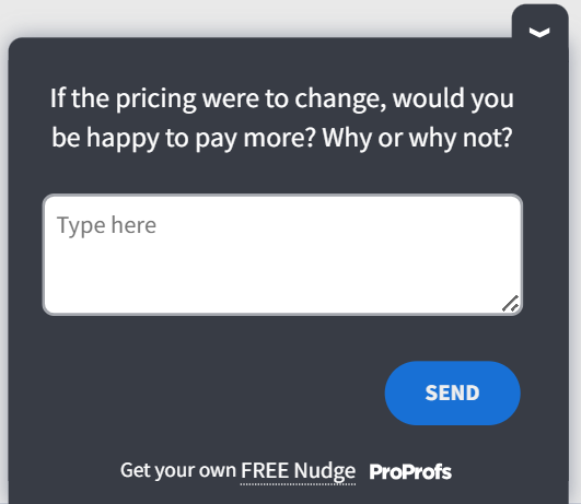 Pricing template for market research