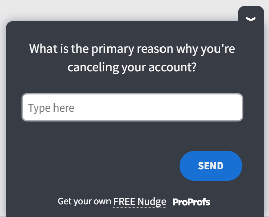 exit-intent in-app survey template