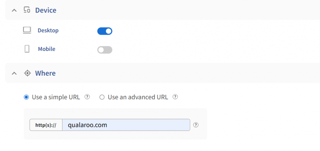 Targeting by device in Qualaroo