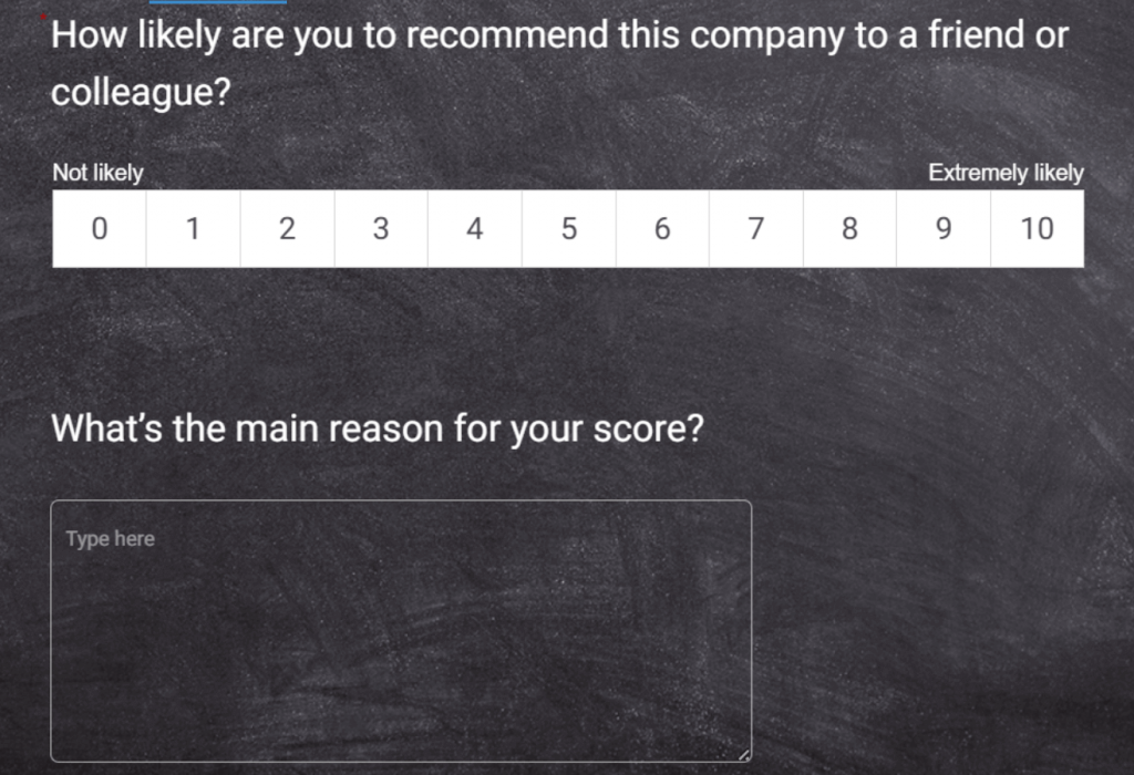 NPS customer feedback survey
