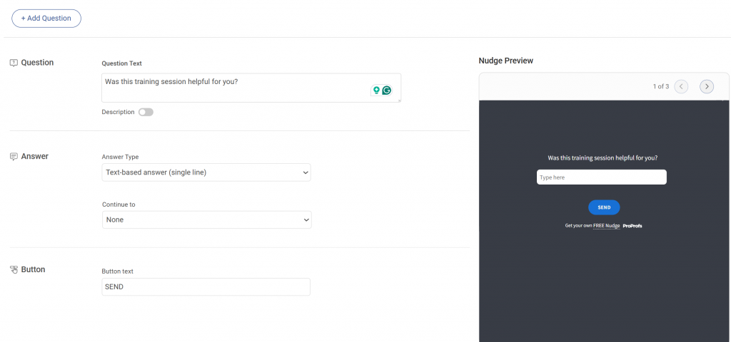 training survey qlr answer type