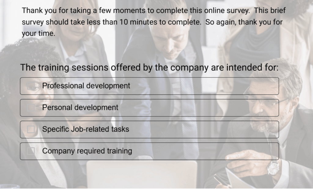 Post-training survey question template