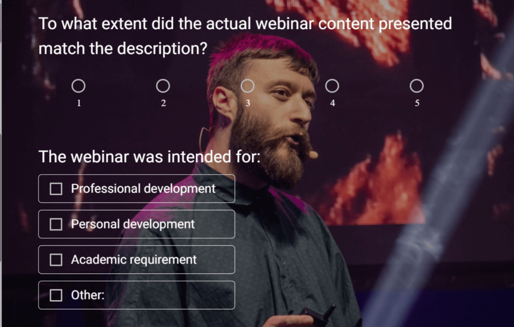 webinar event survey template