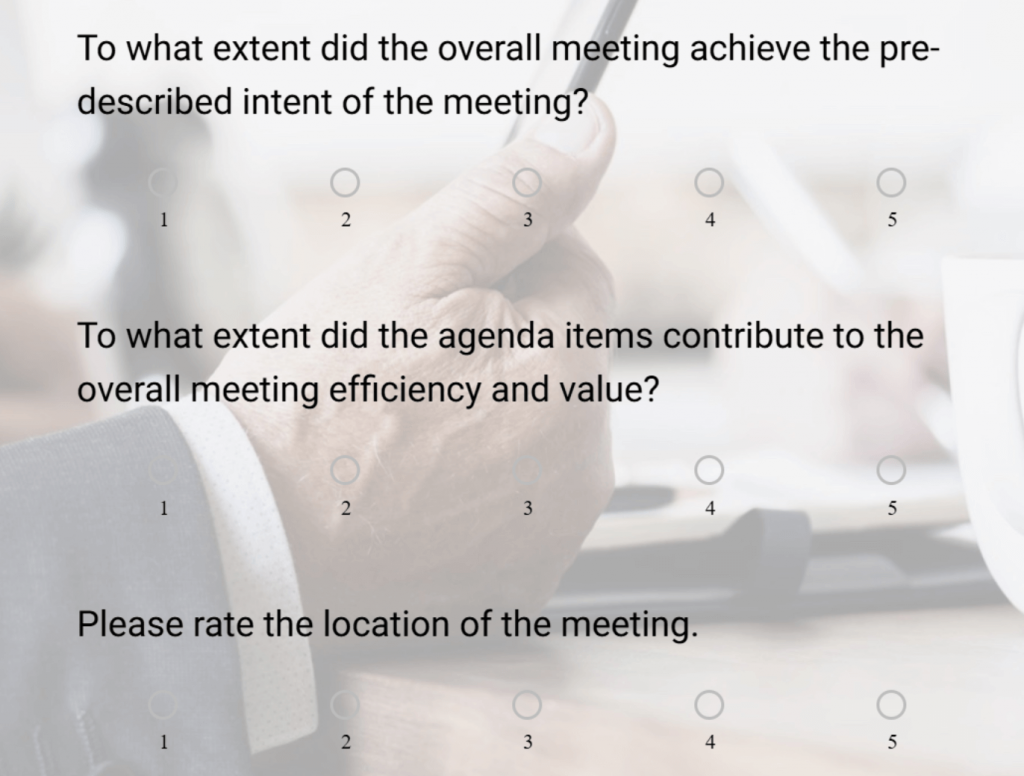 evaluate how the meeting went with this event survey template