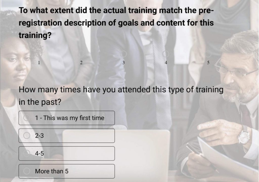 post-training feedback event survey template