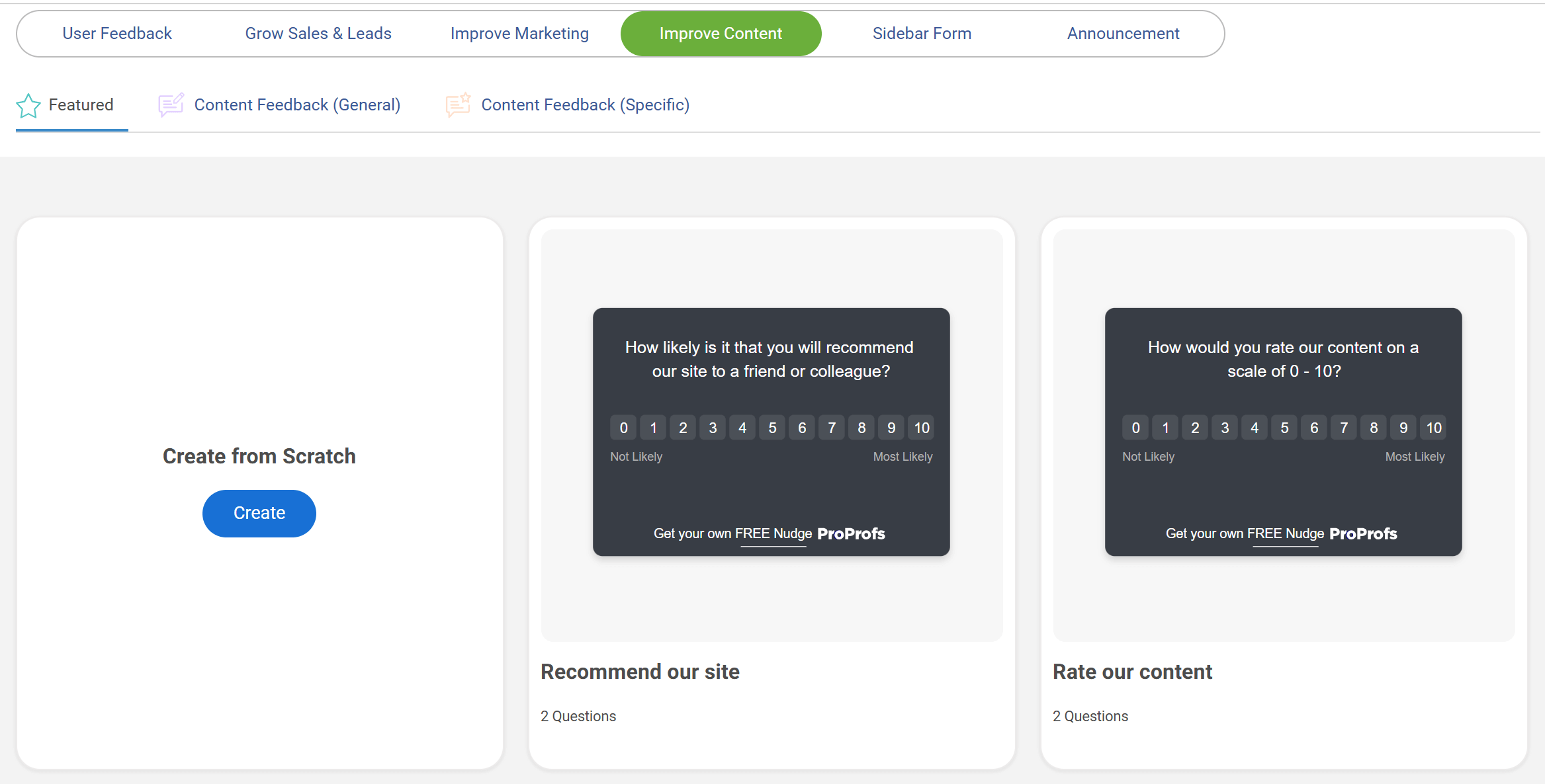 content improvement templates