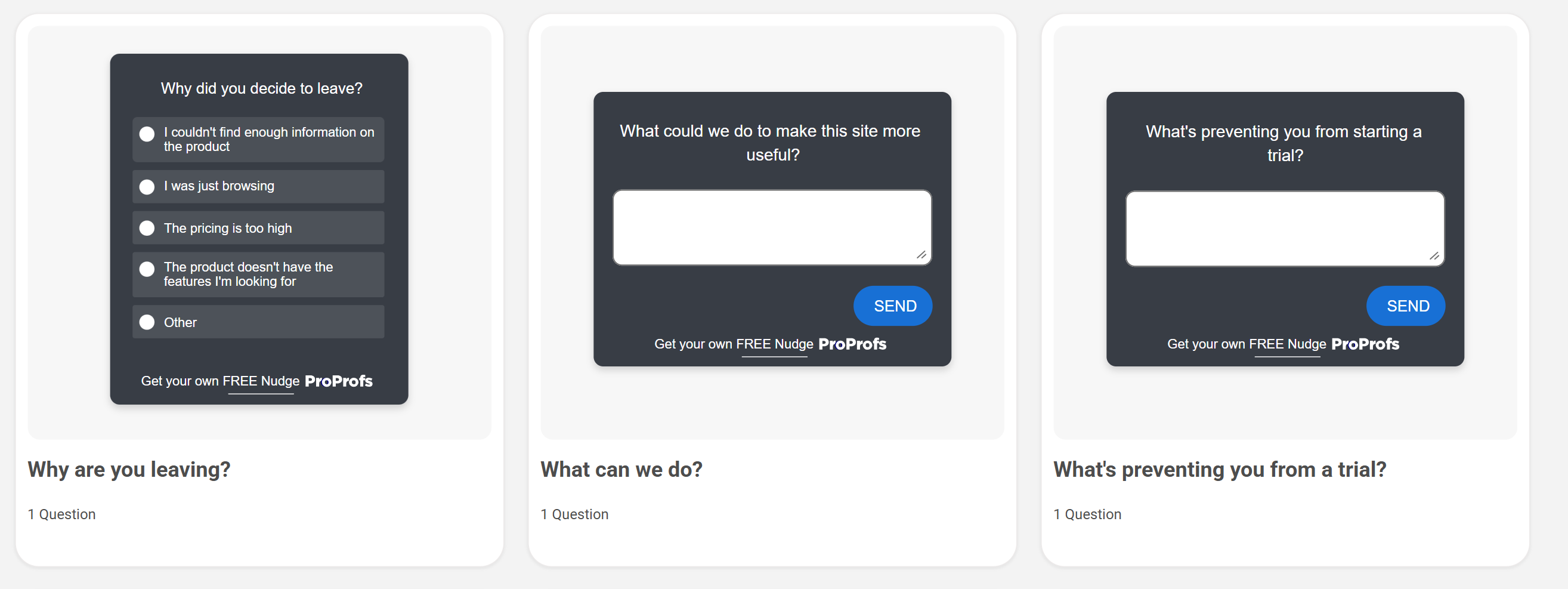 exit intent survey templates