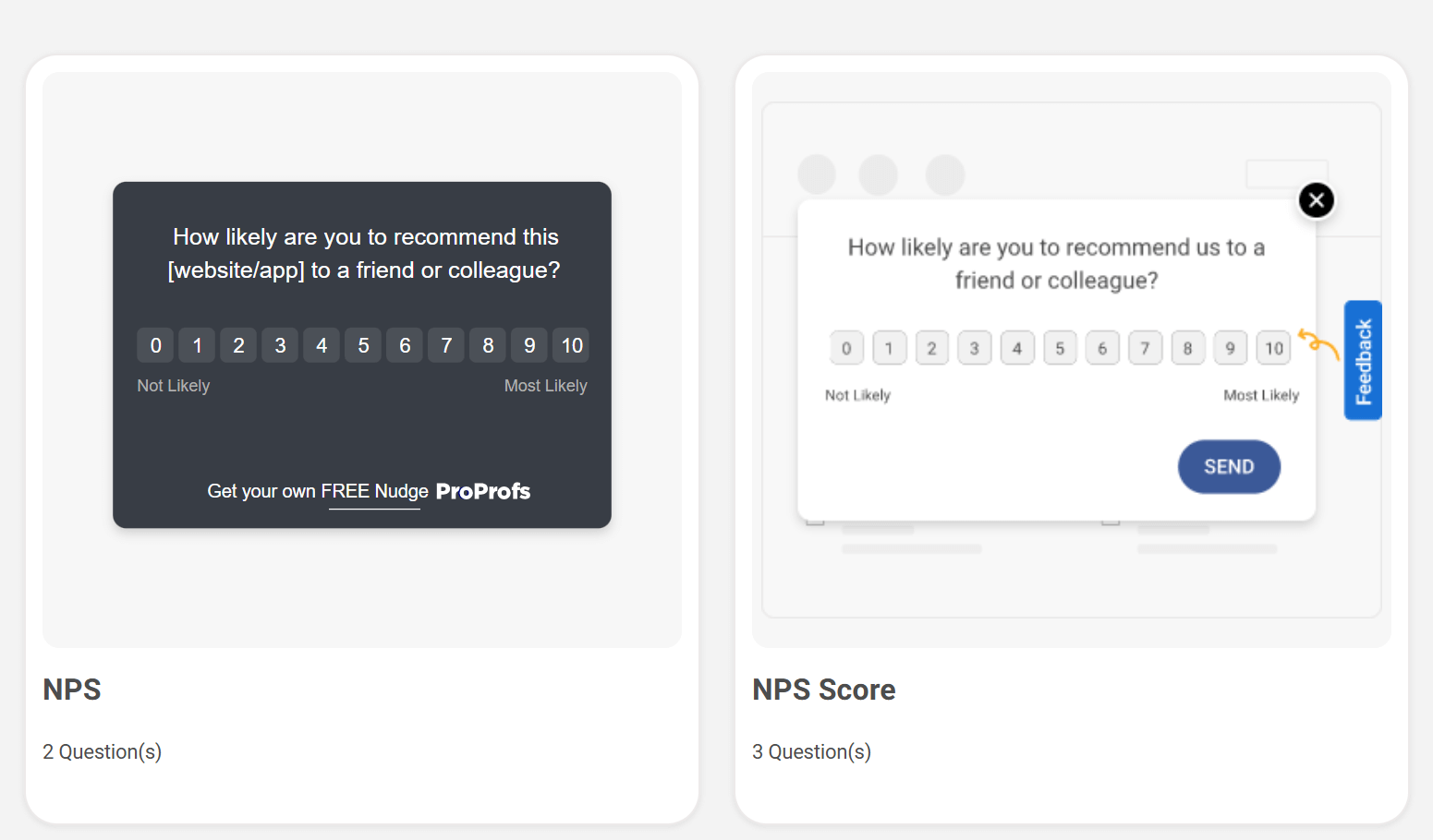 NPS website feedback form