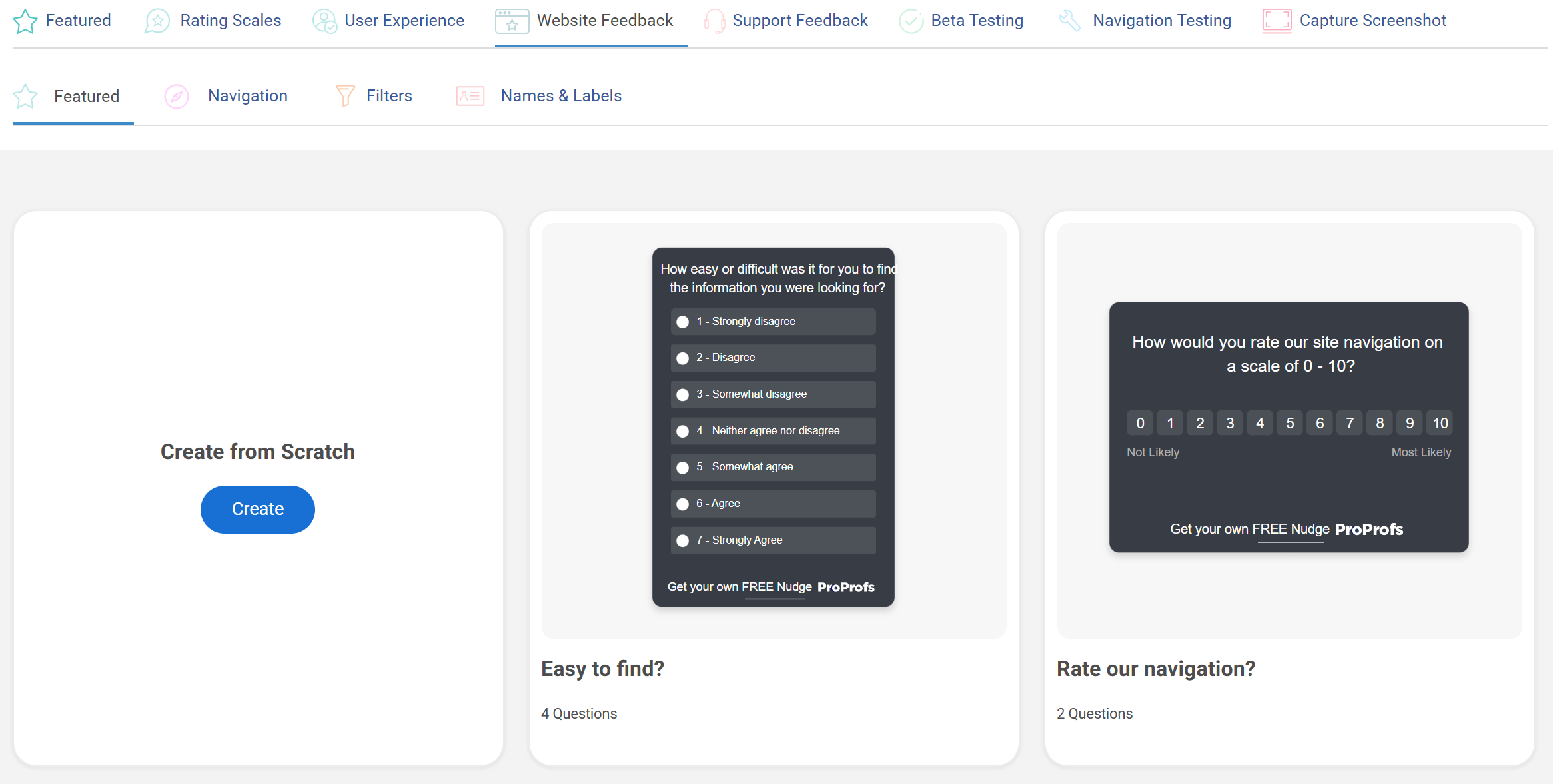website navigation feedback