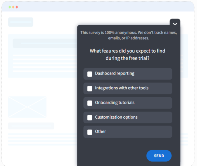 Qualaroo Anonymous Survey Closed-Ended Questions Example 