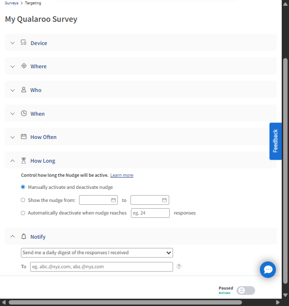 Anonymous Survey Settings Qualaroo