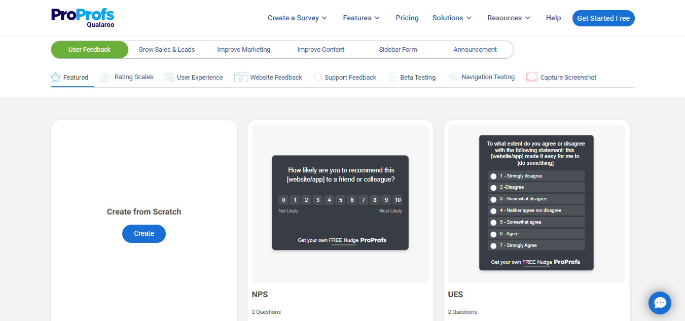 Product feedback templates