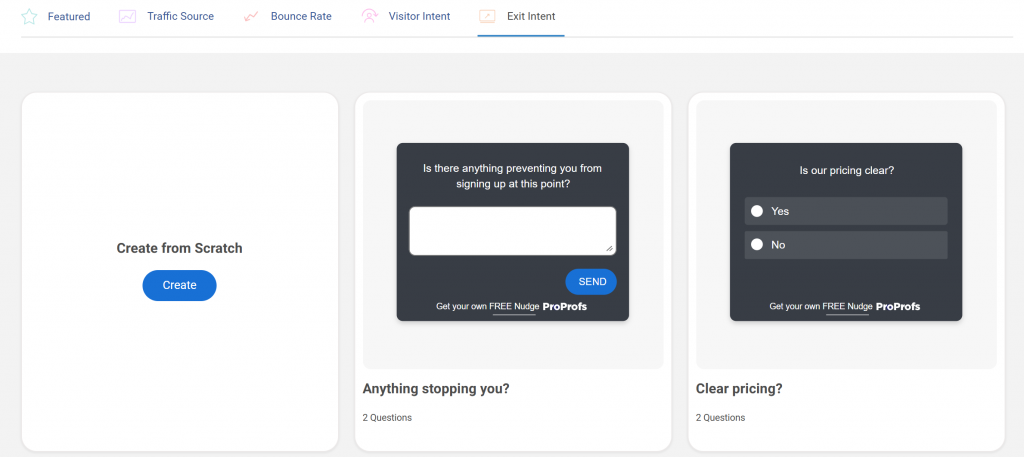 exit intent survey templates
