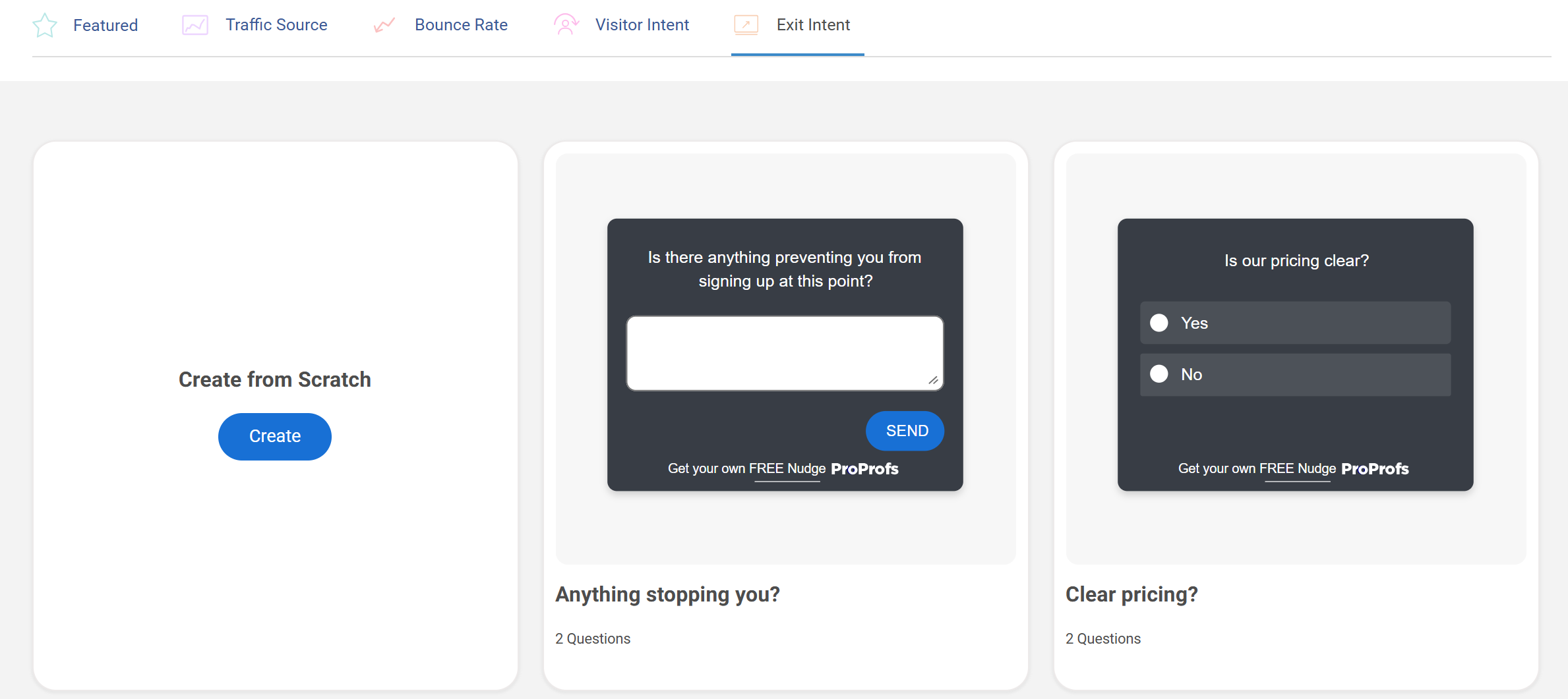 exit intent survey templates