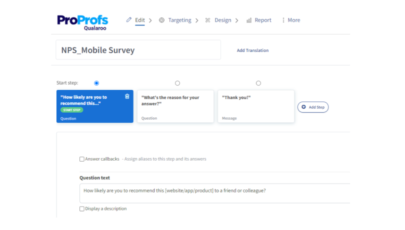 survey questions and answer options