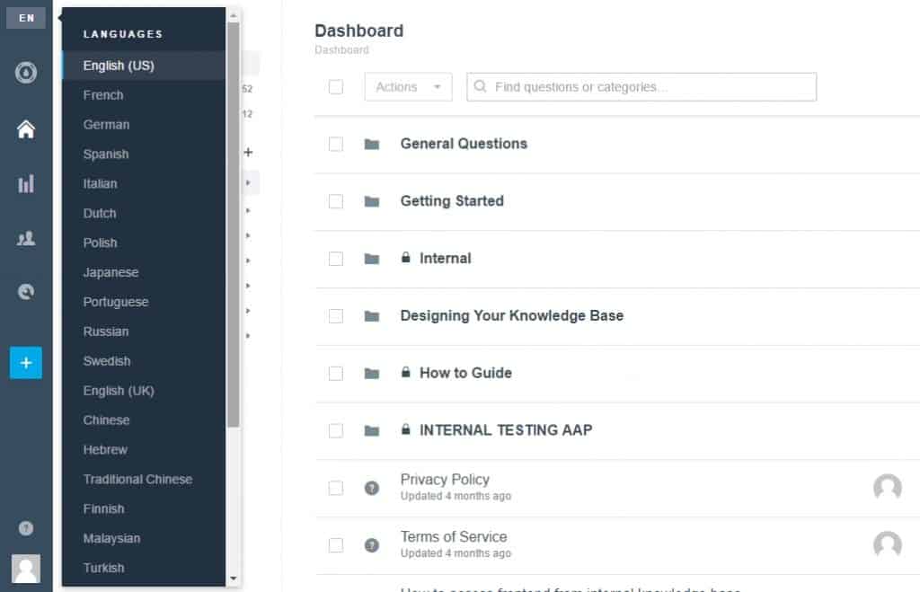 HelpJuice dashboard