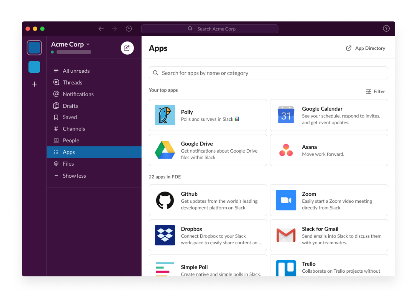Slack interface