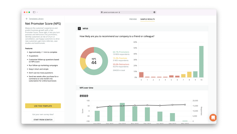 Survicate Survey Tool Dashboard
