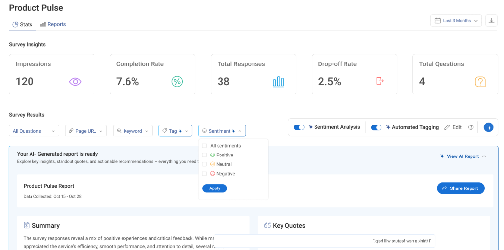 Read Results in Real Time with AI summary and key recommendations