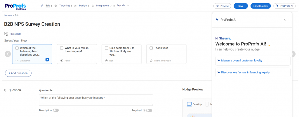 Edit your survey with AI