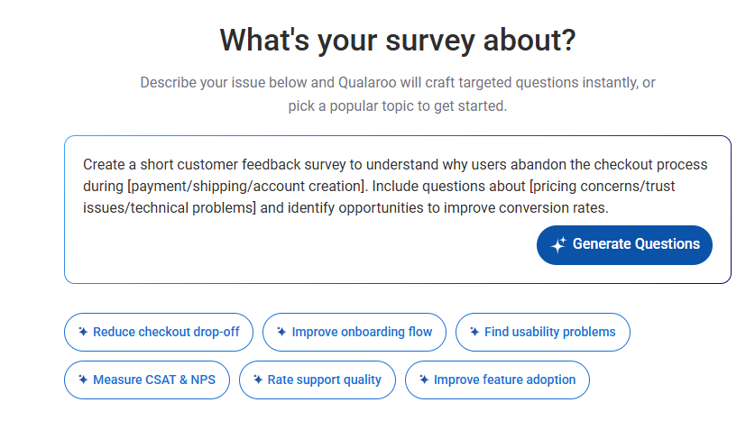 Open the AI survey maker and type what you're trying to learn