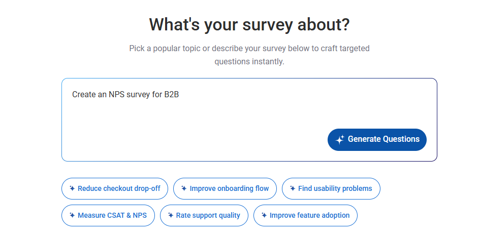 Create your NPS survey with AI on Qualaroo