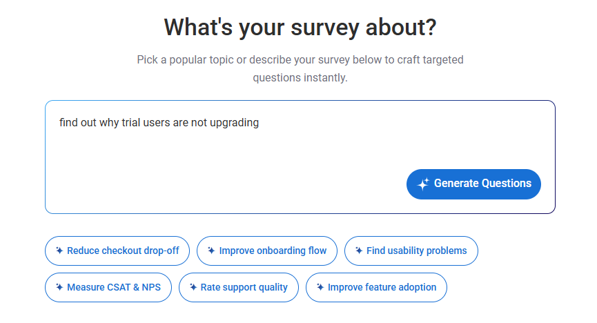 Create your closed-ended survey using AI