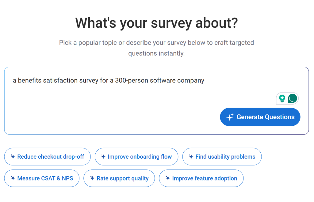 Create your employee benefits survey using AI