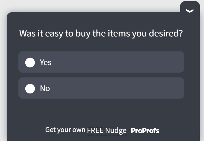 Yes/no closed-ended survey template to gauge purchase process' easiness